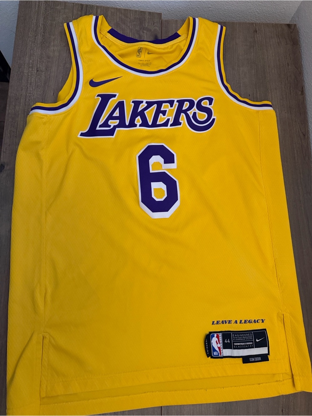 Nike Yellow Los Angeles Lakers #6 Jersey with Purple Accents